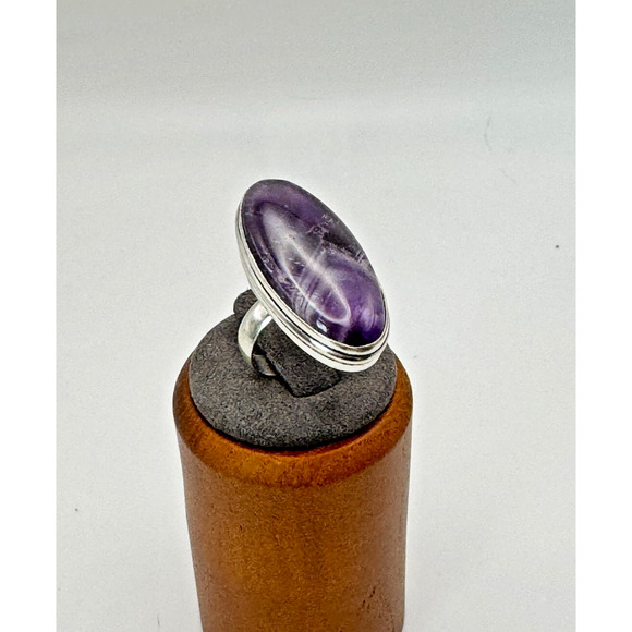 Amethyst Stone Estate Ring .925 Stone Sz 69.47 Grams - 1 1/4" - Picture 3 of 3
